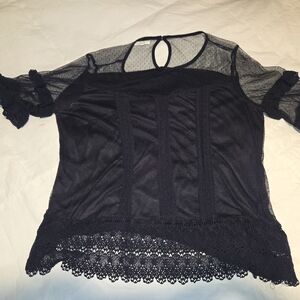 Maurices Sheer Black Mesh Blouse